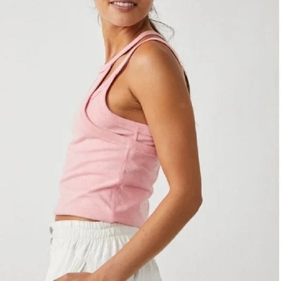 Free People Women's Two Times The Charm Tank Top in Pink Punch NWT Size Small - Picture 5 of 7